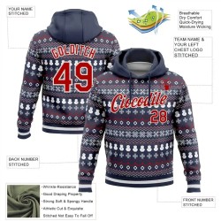 Custom Stitched Navy Red-White 3D Christmas Sports Pullover Sweatshirt Hoodie Custom Stitched Navy Red-White 3D Christmas Sports Pullover Sweatshirt Hoodie