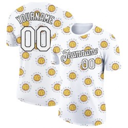 Custom White Black 3D Pattern Design Food Pizza Performance T-Shirt