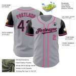 Custom Gray Black-Pink Authentic Two Tone Baseball Jersey