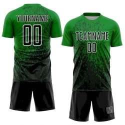 Custom Grass Green Black-White Abstract Fragment Art Sublimation Soccer Uniform Jersey